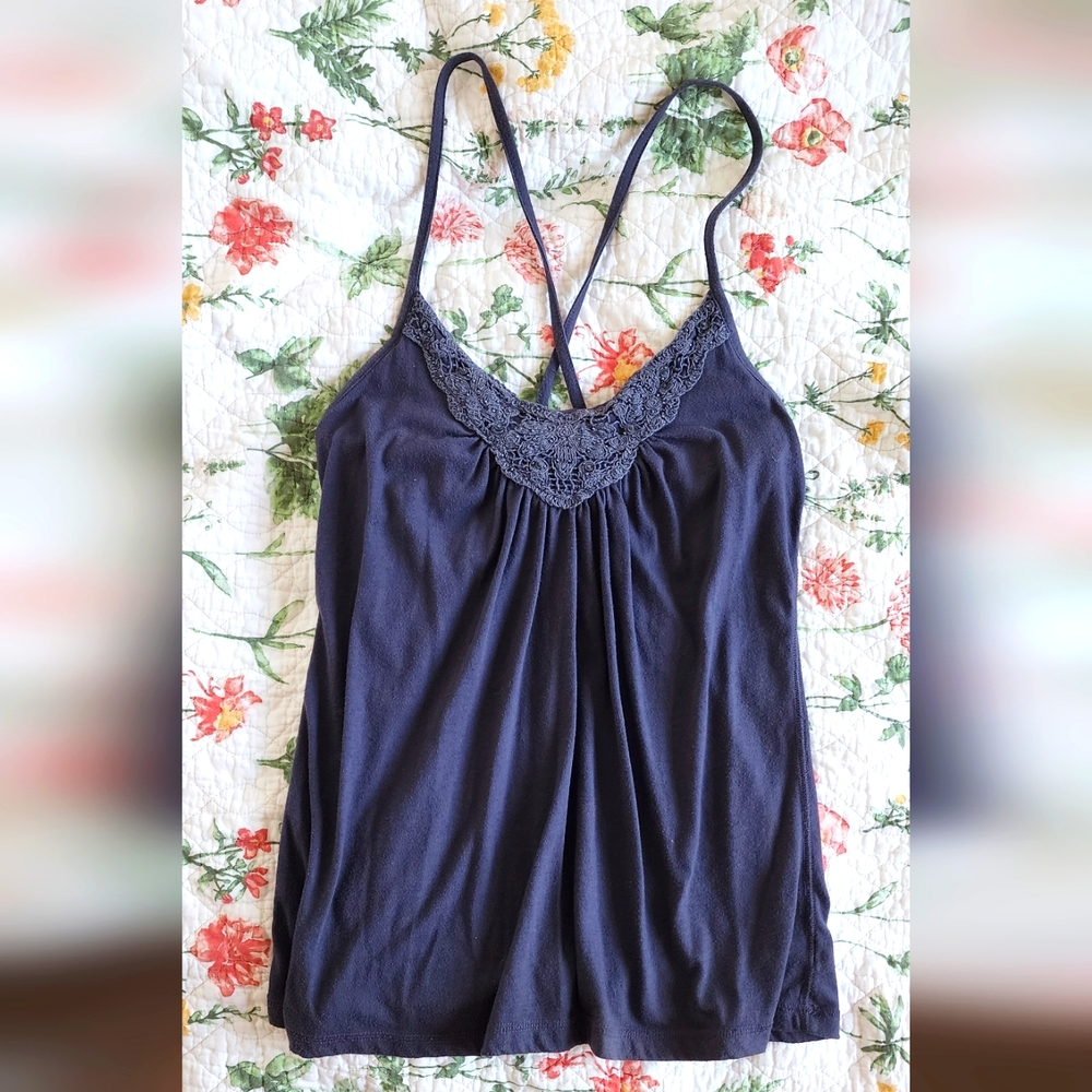 AE Embellished Cross Back Tank Size M